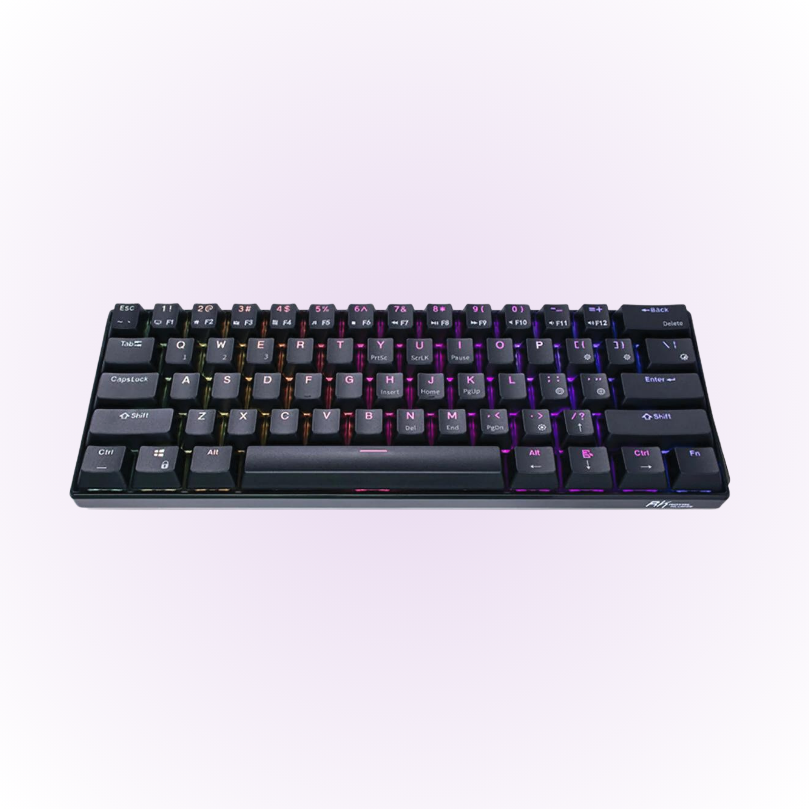 black rgb mechanical keyboard on white background