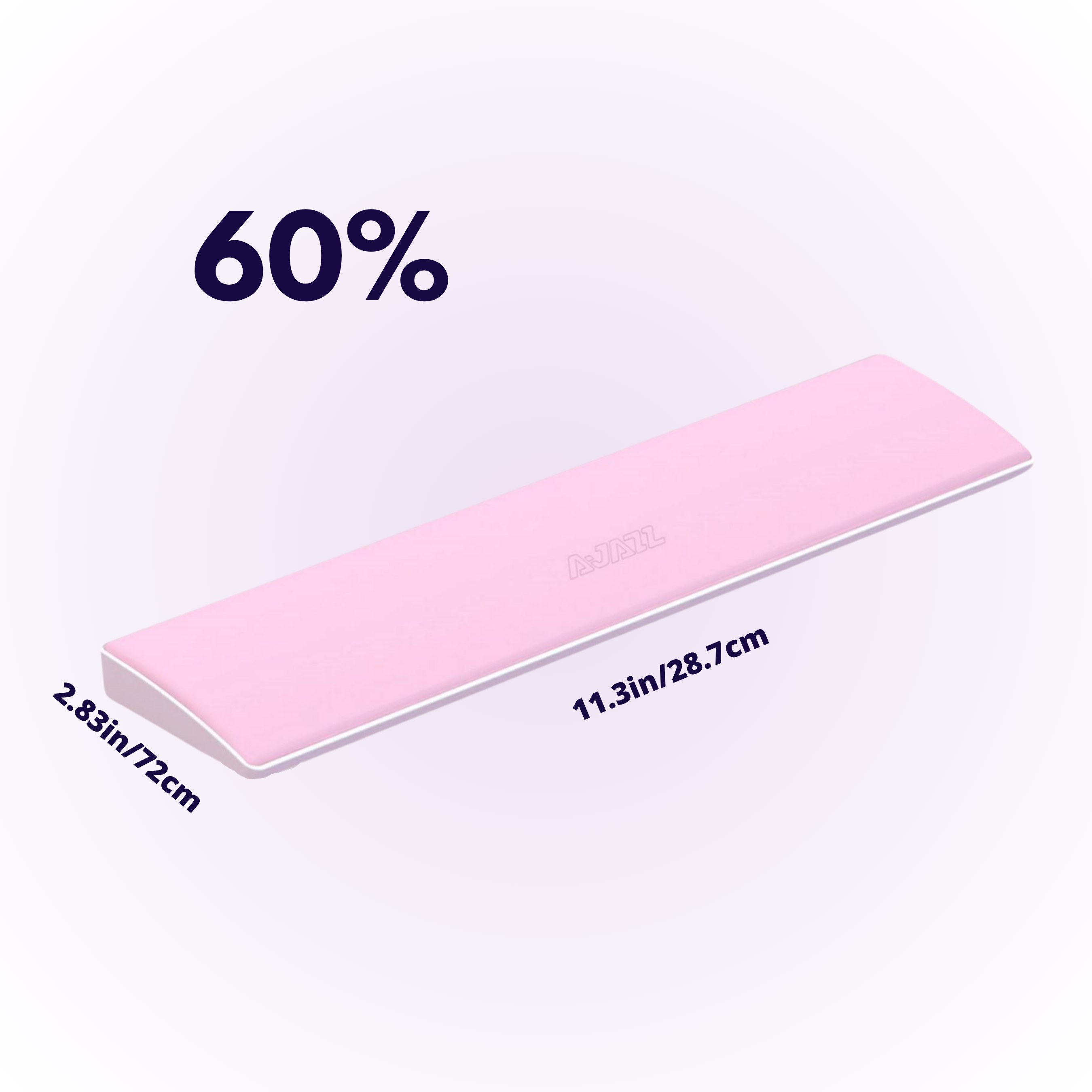 60% mechanical keyboard pink wrist rest with a white base view from an angle