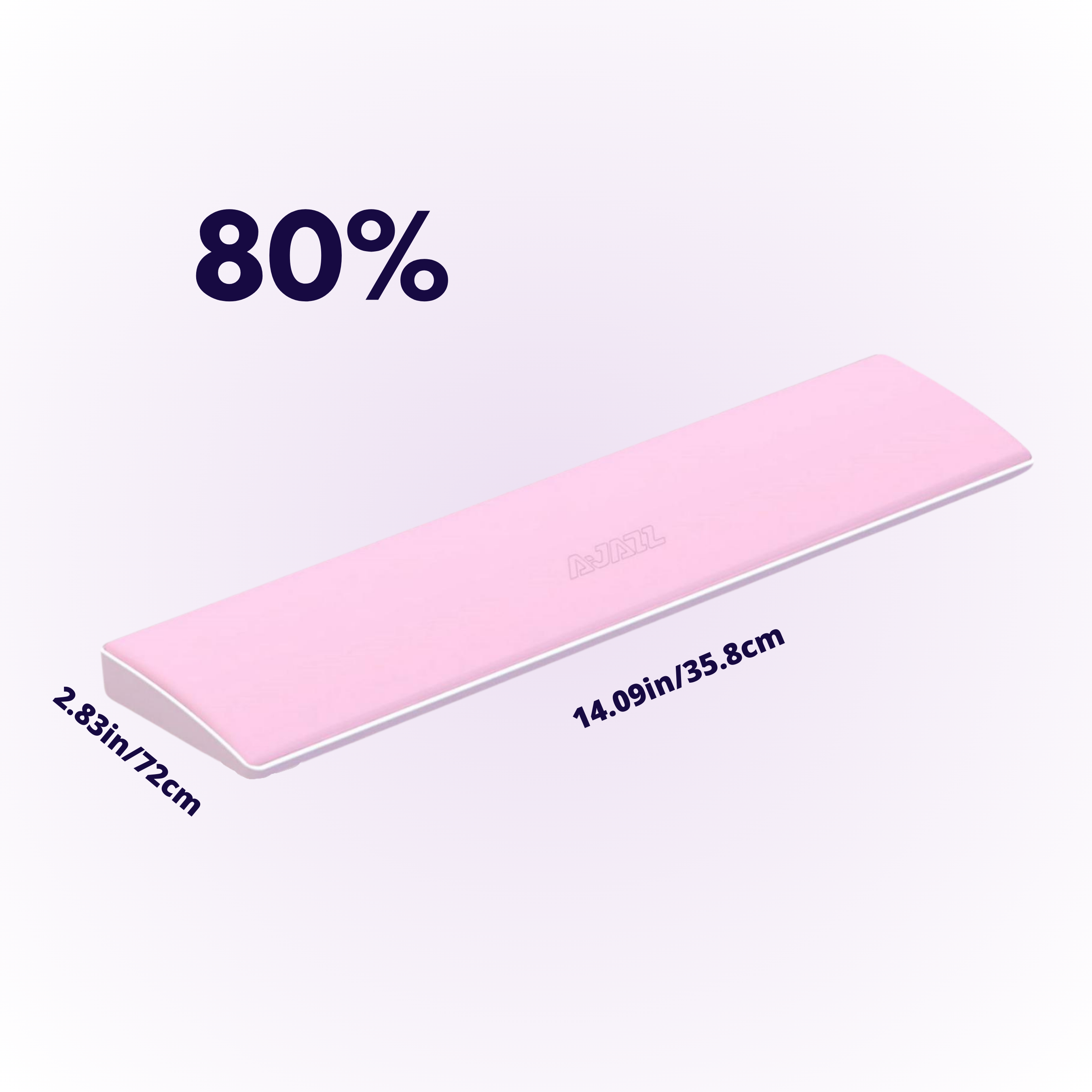 80% mechanical keyboard pink wrist rest with a white base view from and angle