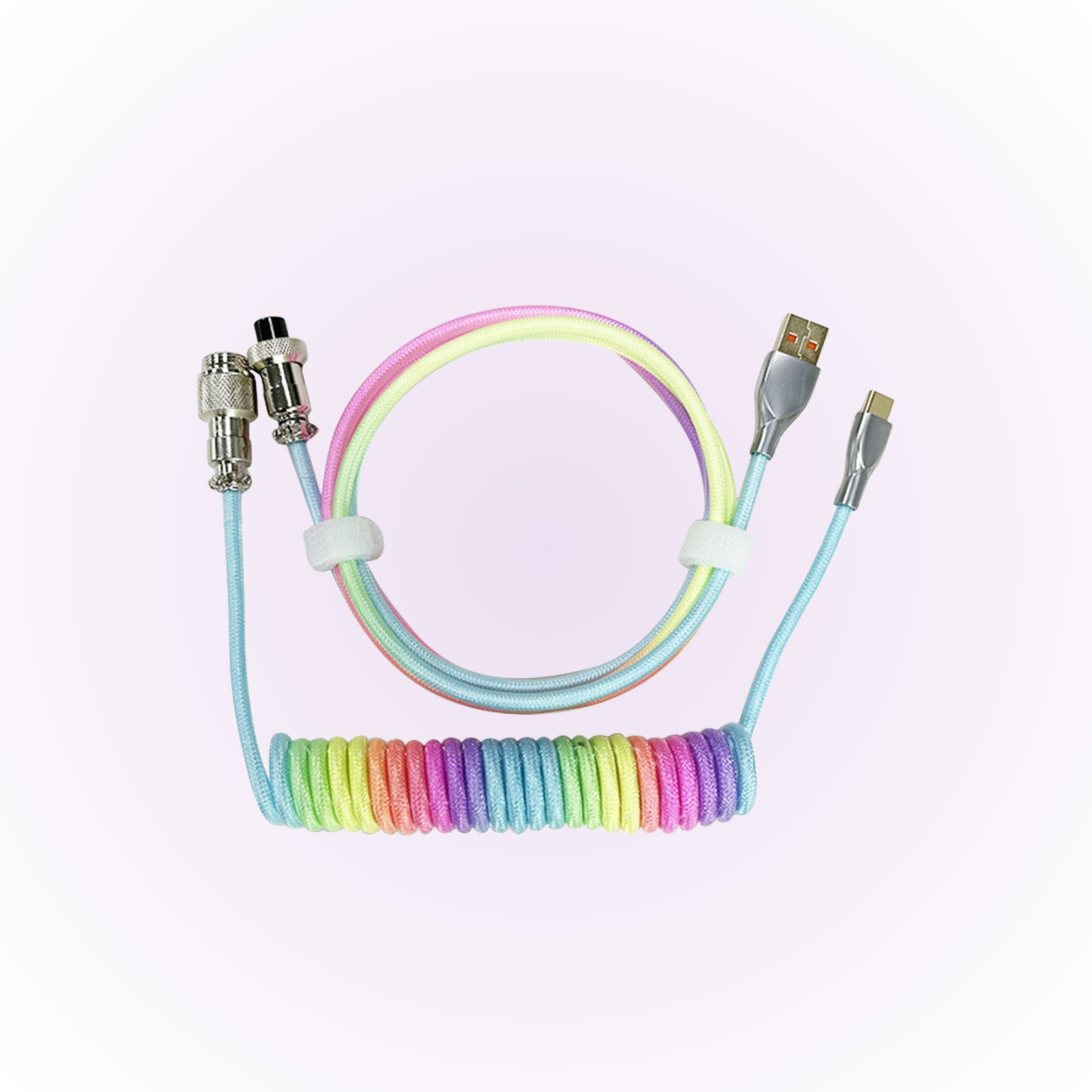 multicolored  mechanical keyboard coiled cable