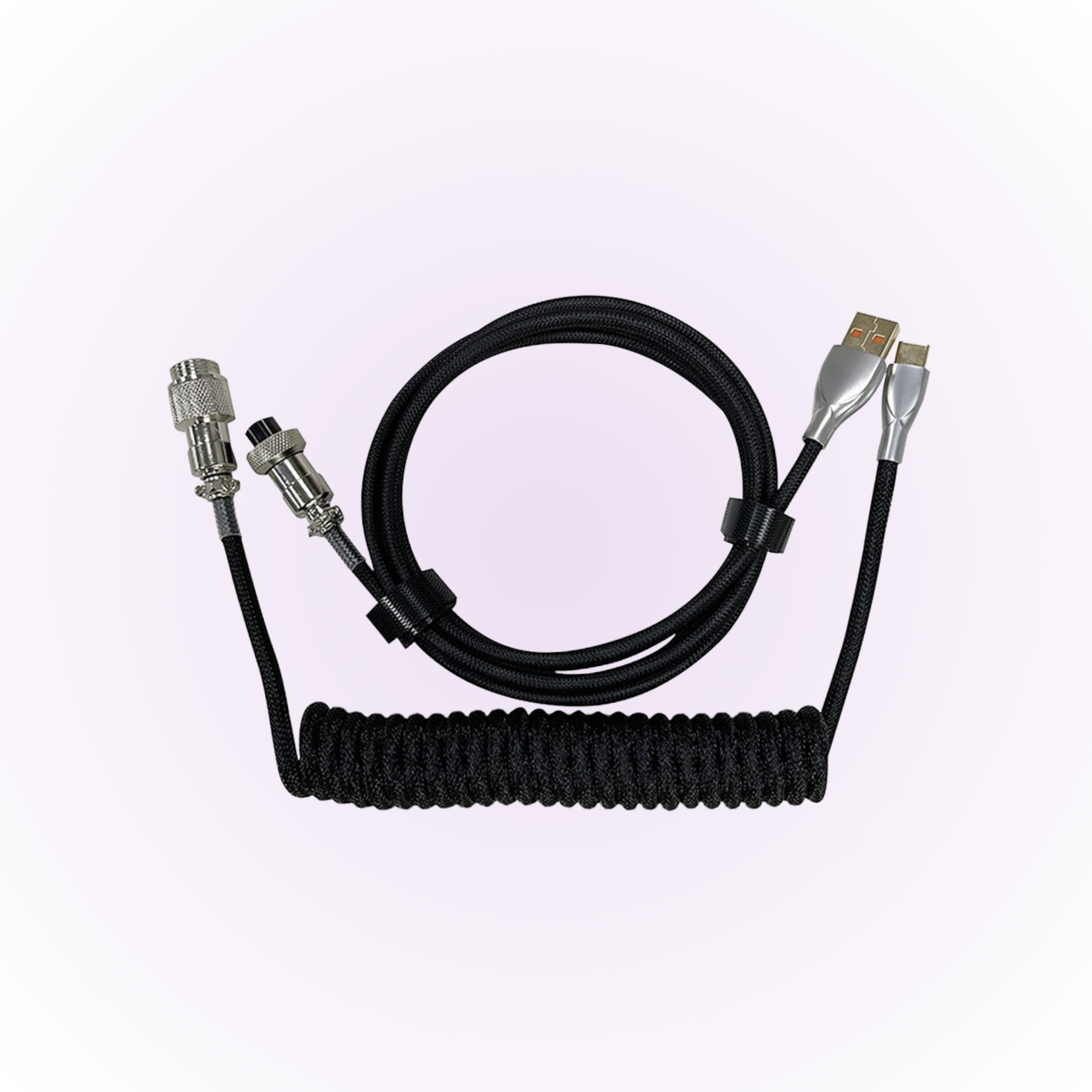 short black mechanical keyboard coiled cable