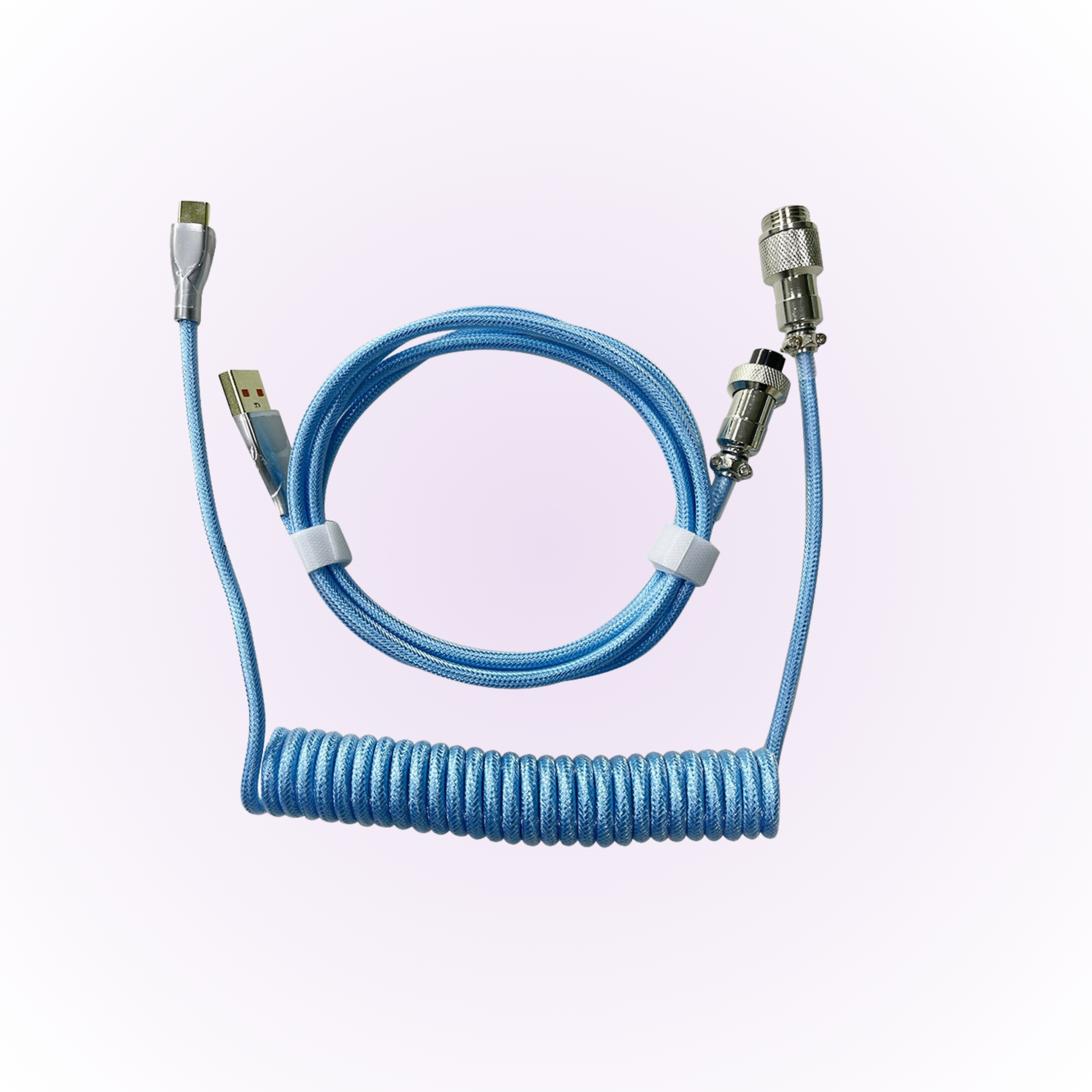 blue mechanical keyboard coiled cable