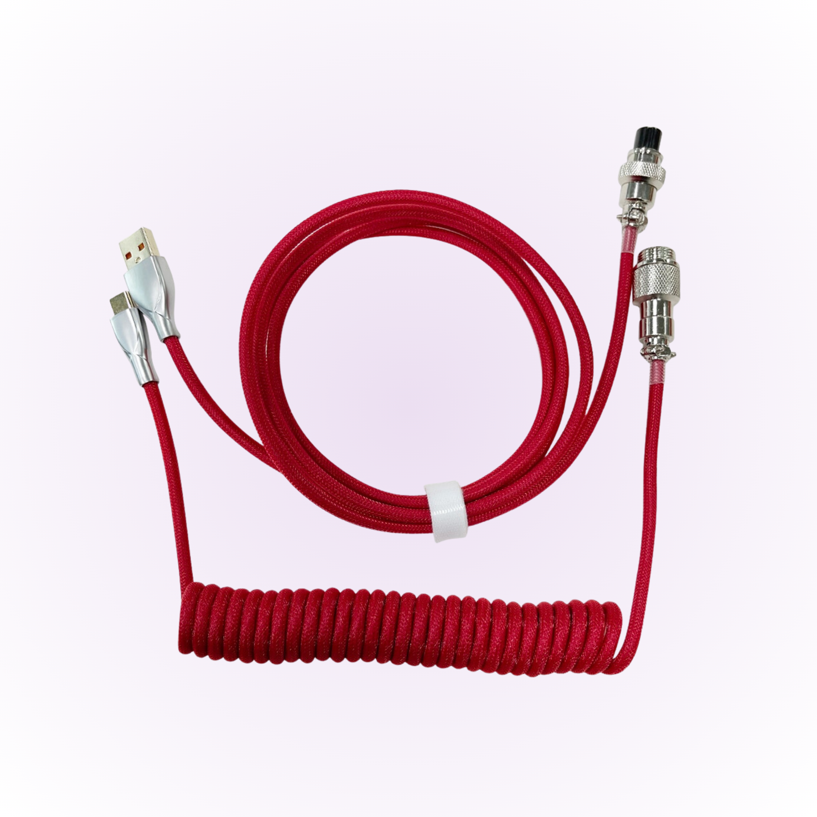 red mechanical keyboard coiled cable