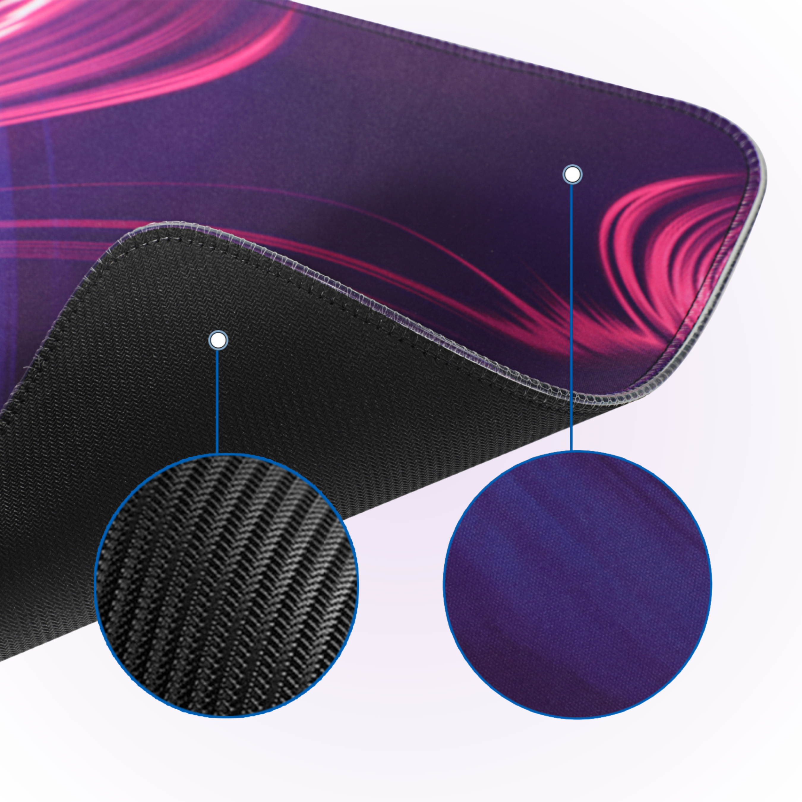 multicolored Wireless Charging Mousepad with RGB lighting with rubber bottom and foam top