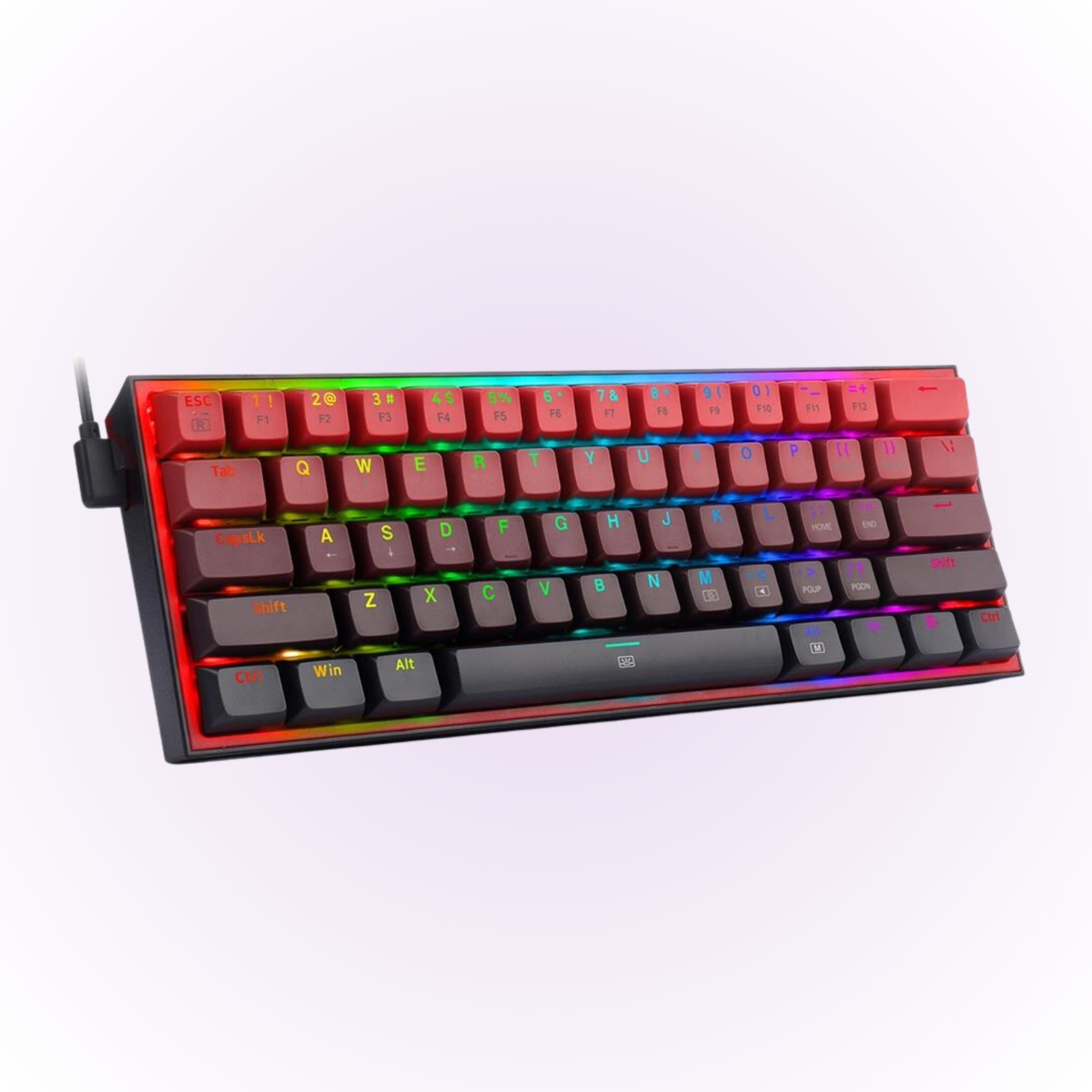 black and red REDRAGON K617 RGB Mini Mechanical Keyboard