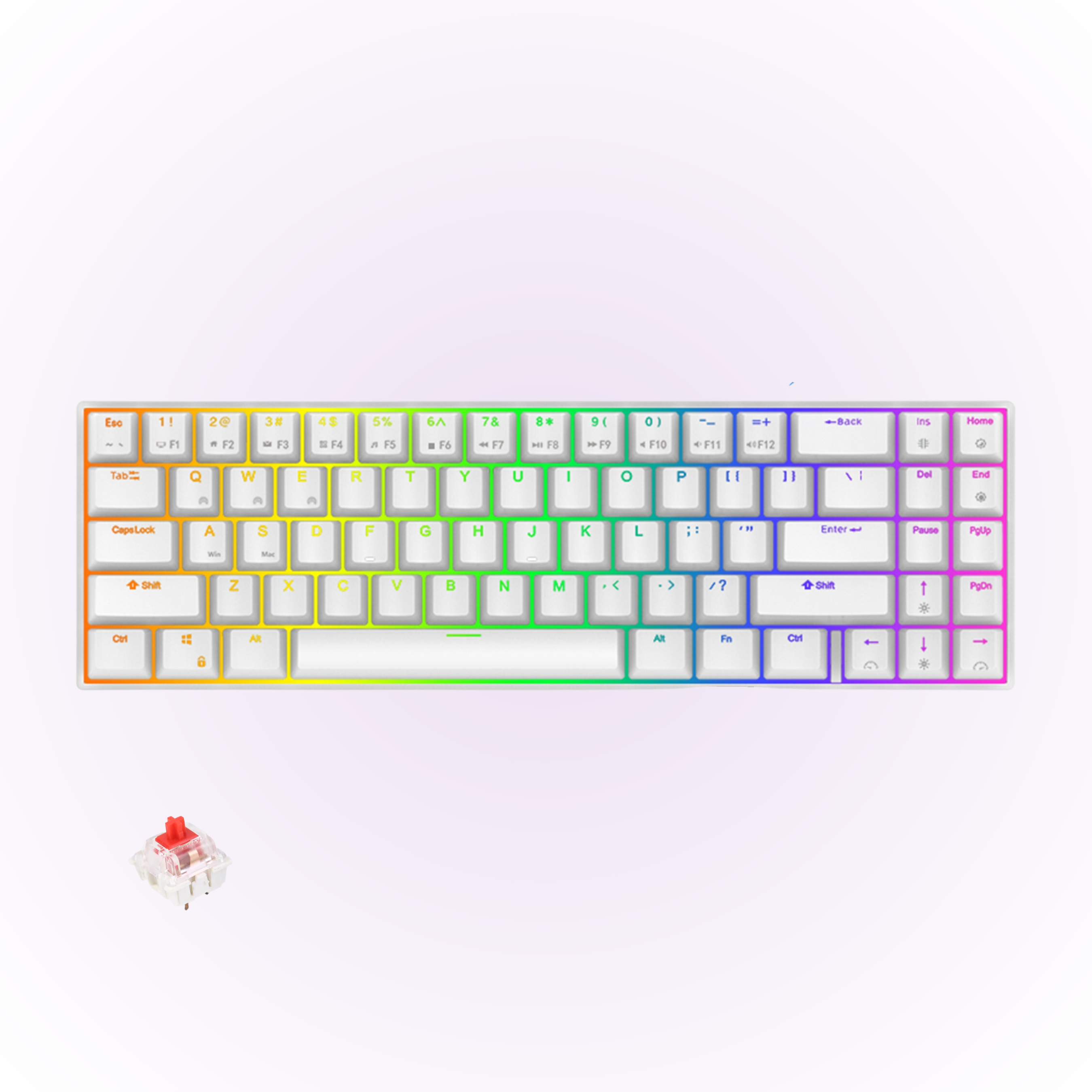 white rk71 mechanical keyboard with red switches