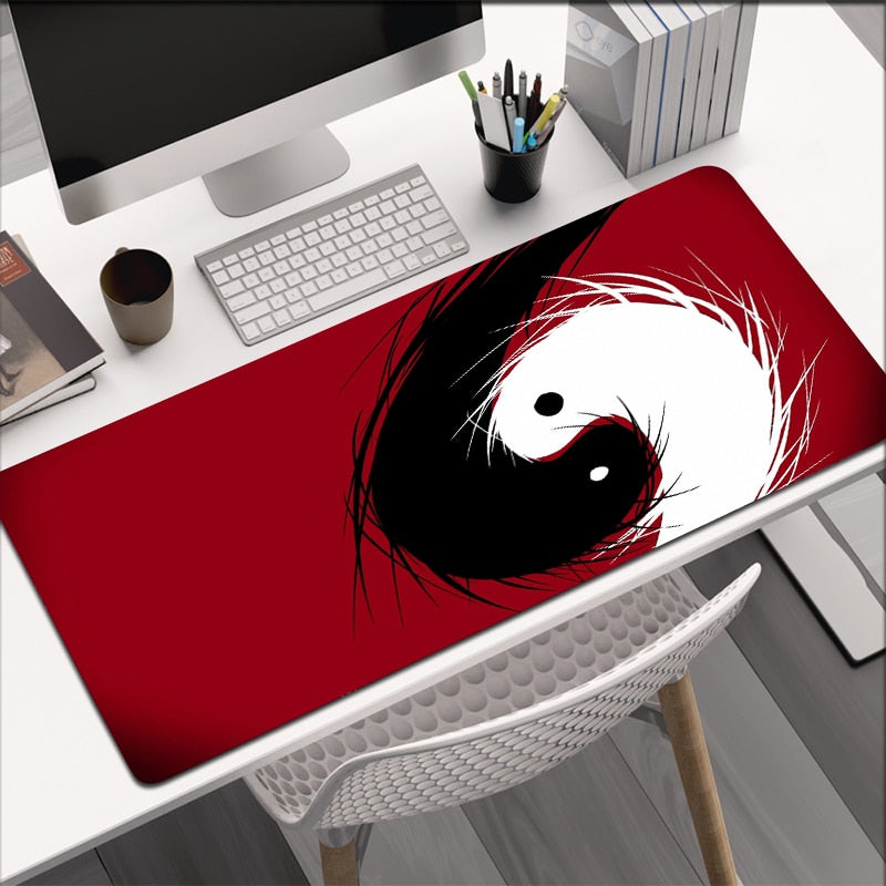 ying yang on red mousepad