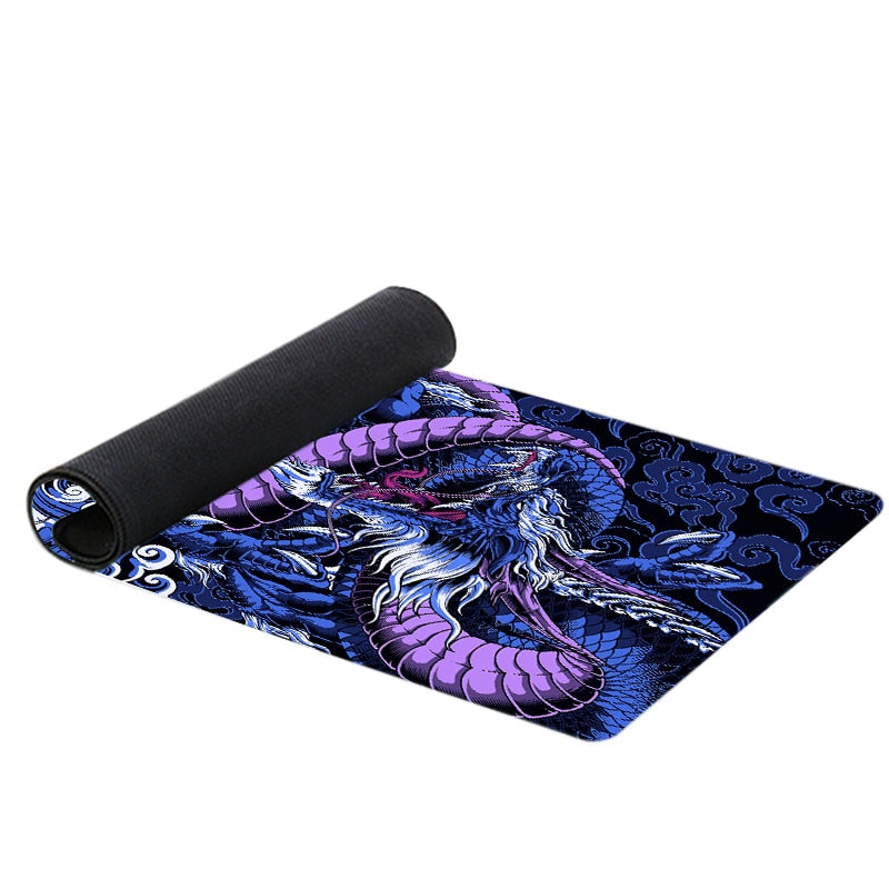 rolled up blue and purple dragon style mousepad