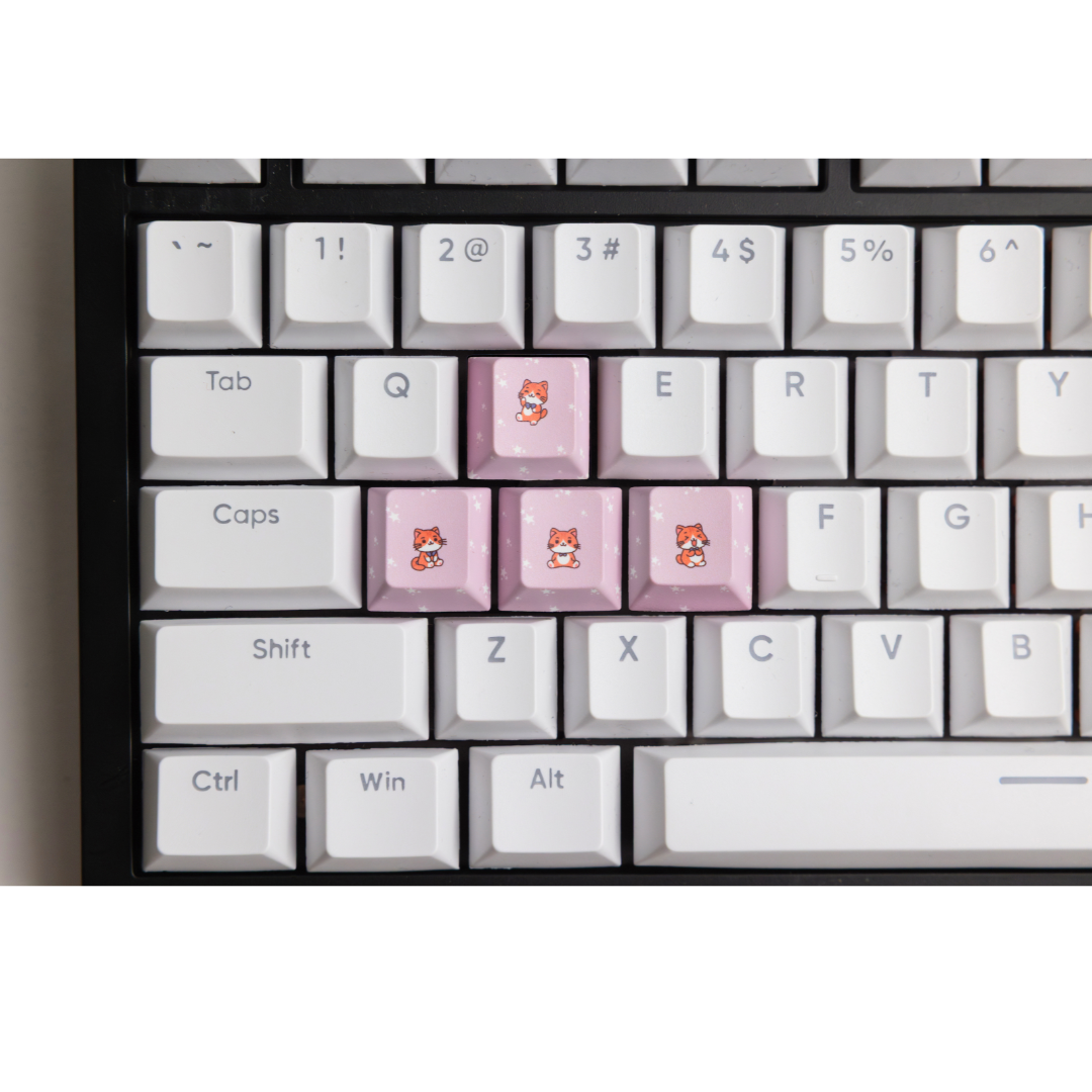 pink cute cat theme custom keycaps