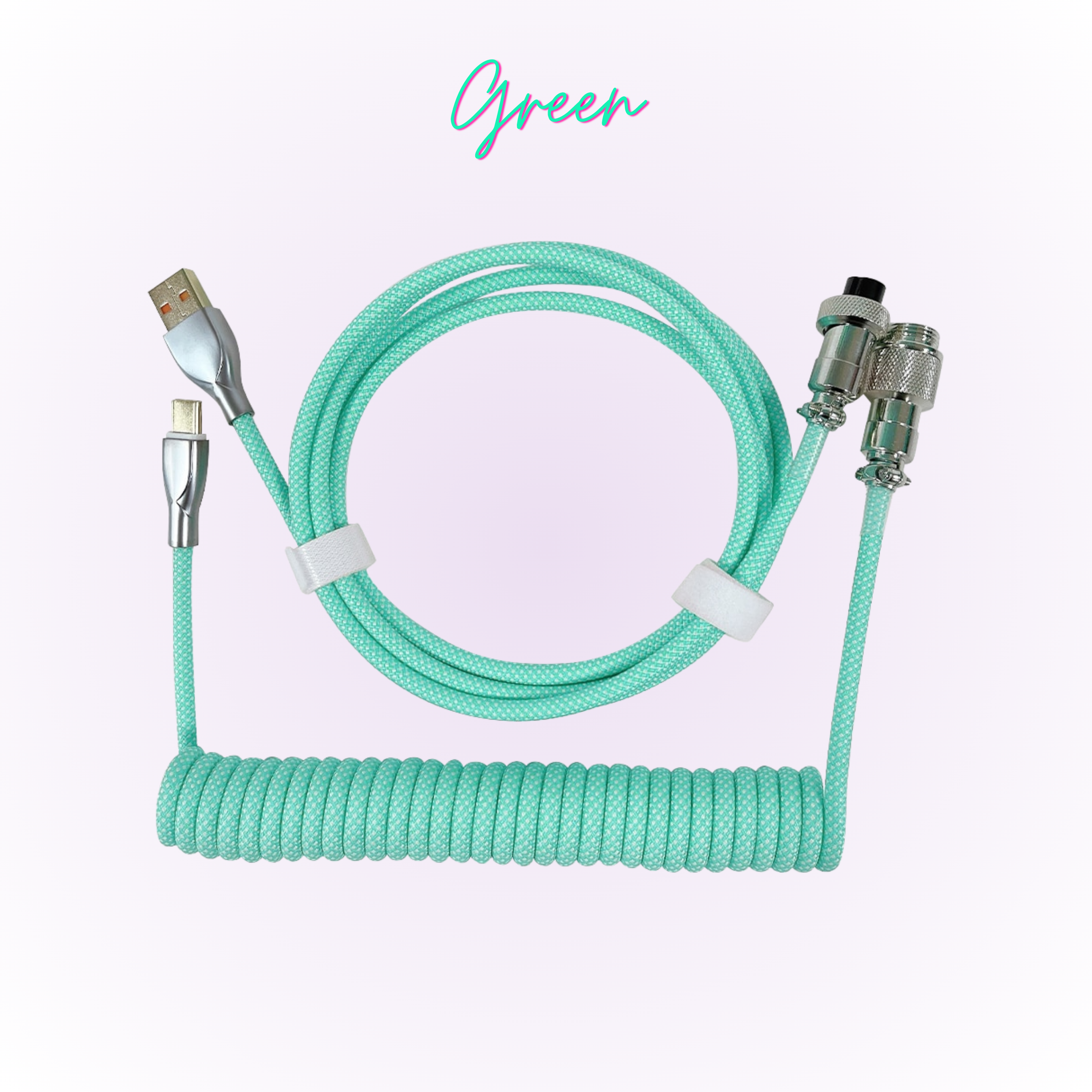 green pastel mechanical keyboard coiled cable