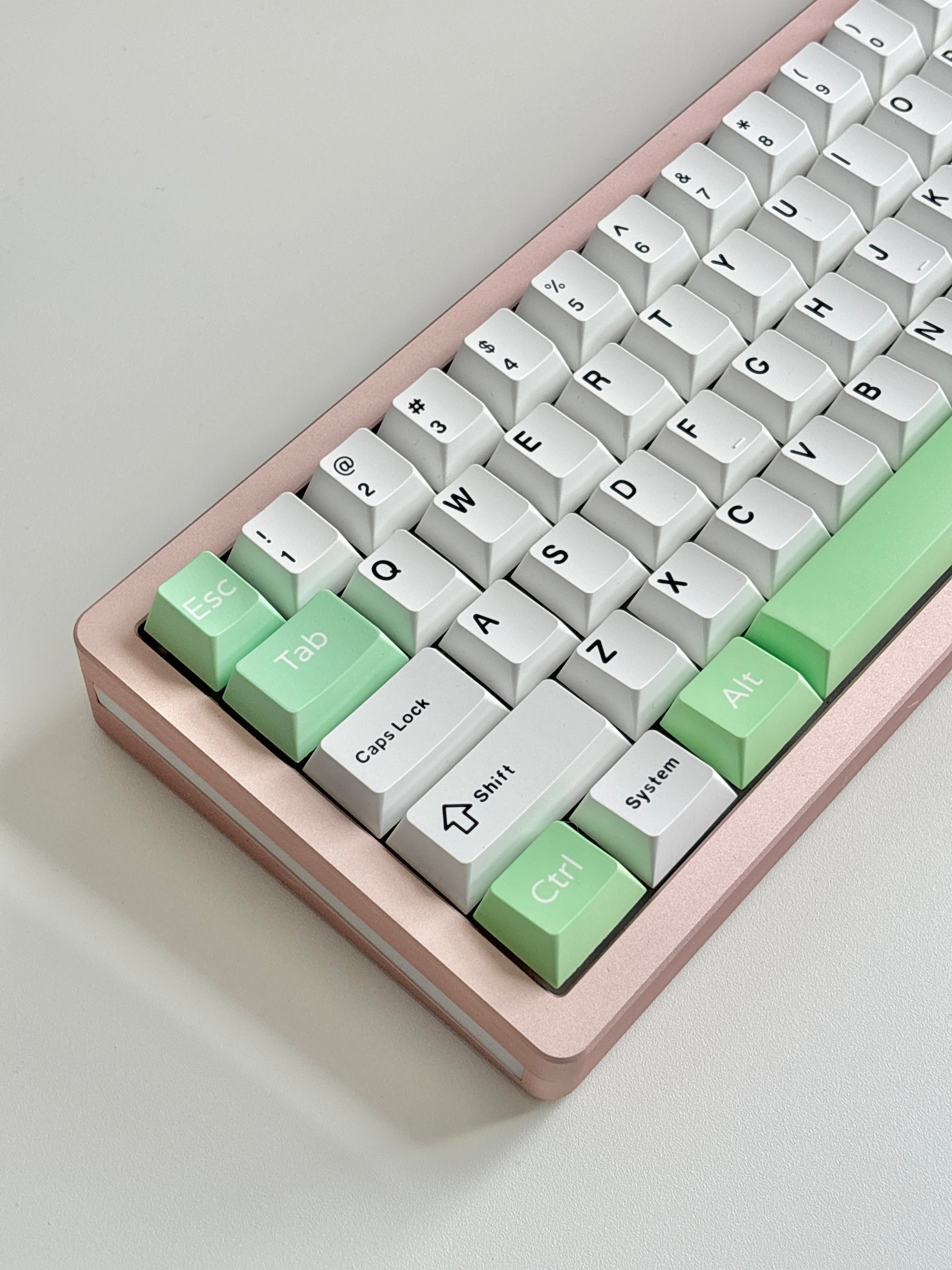 cherry profile keycaps White mechanical keyboard with green accent key keycaps