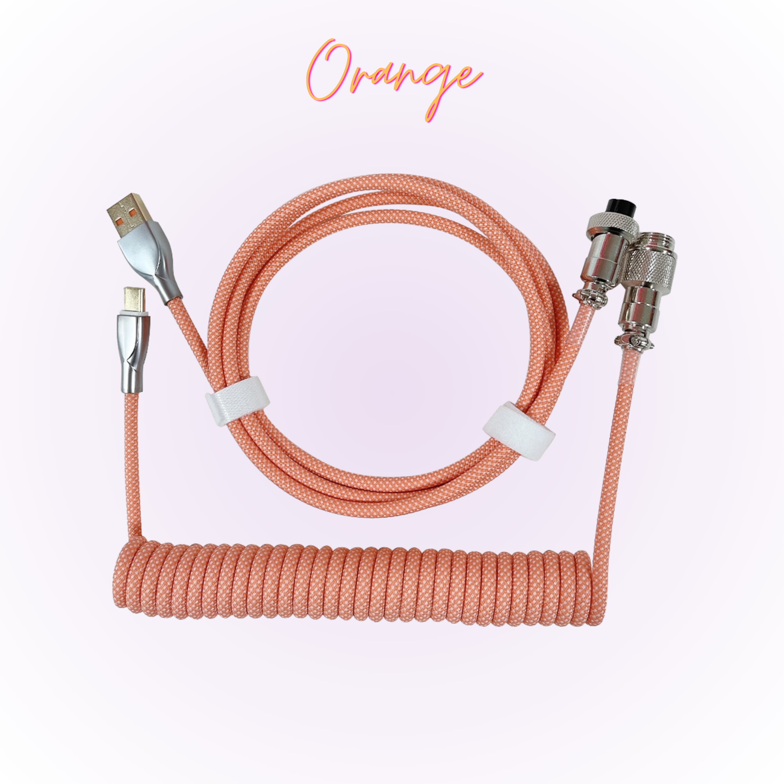 orange pastel mechanical keyboard coiled cable