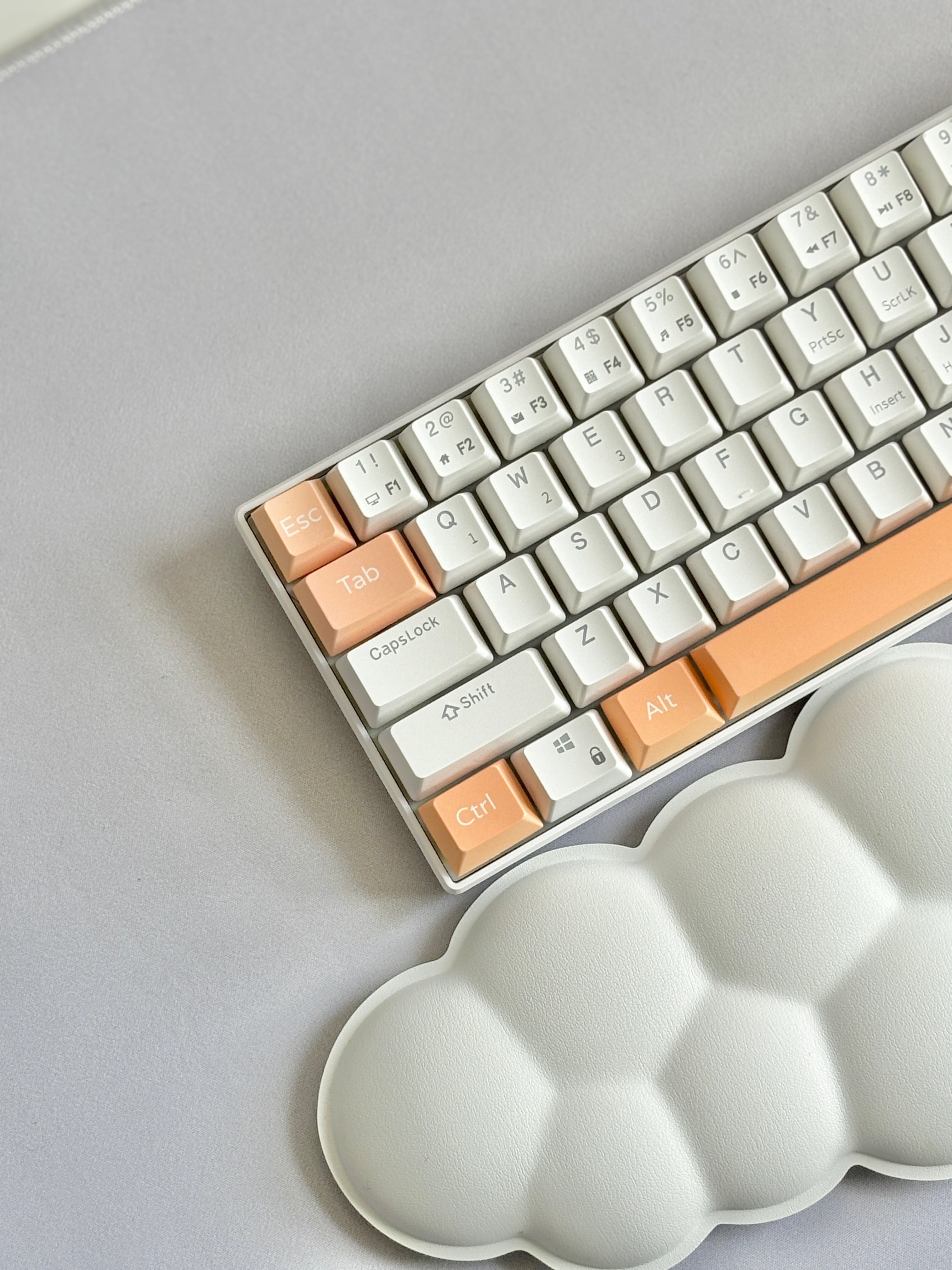 orange keycap accent set with cloud wrist rest