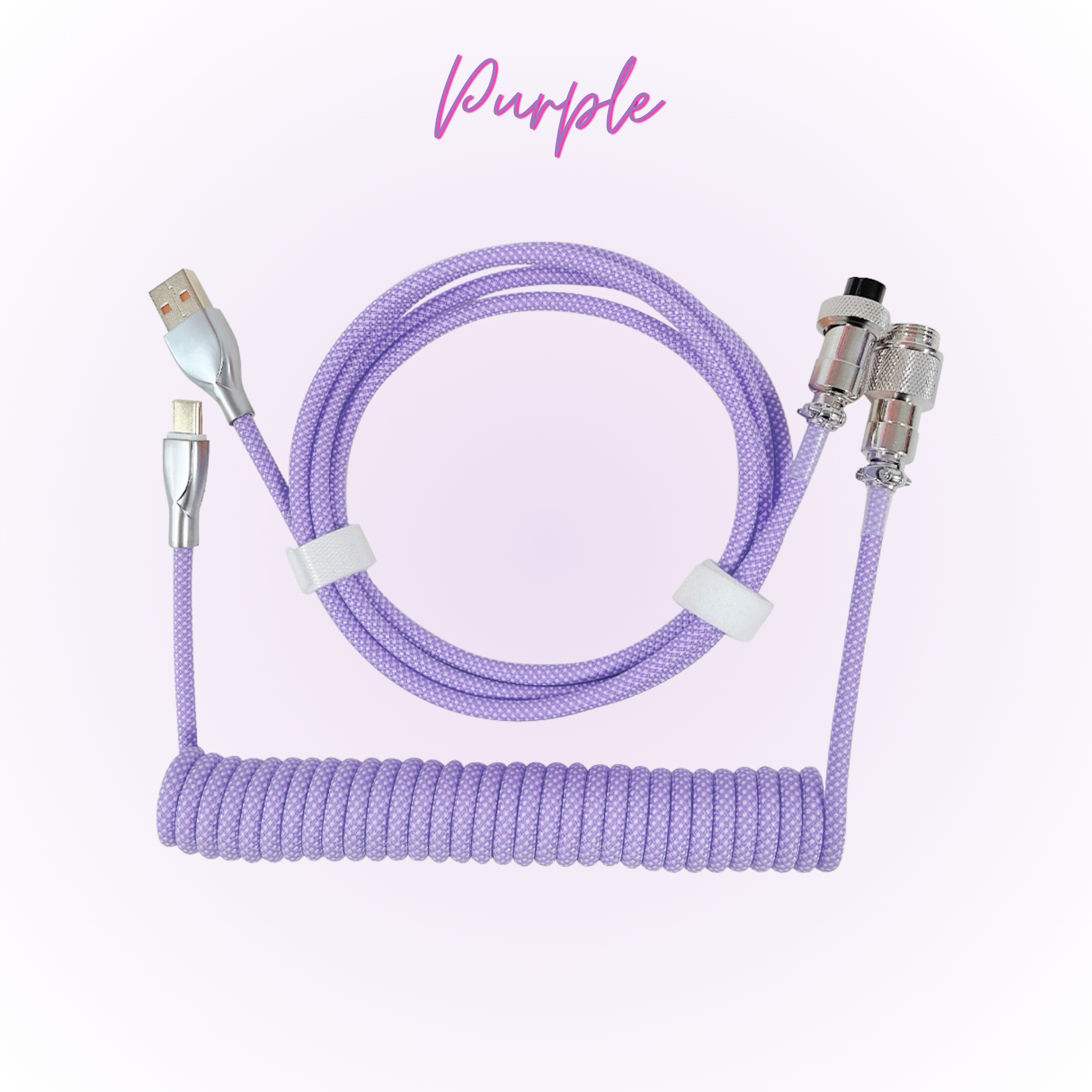 purple pastel mechanical keyboard coiled cable