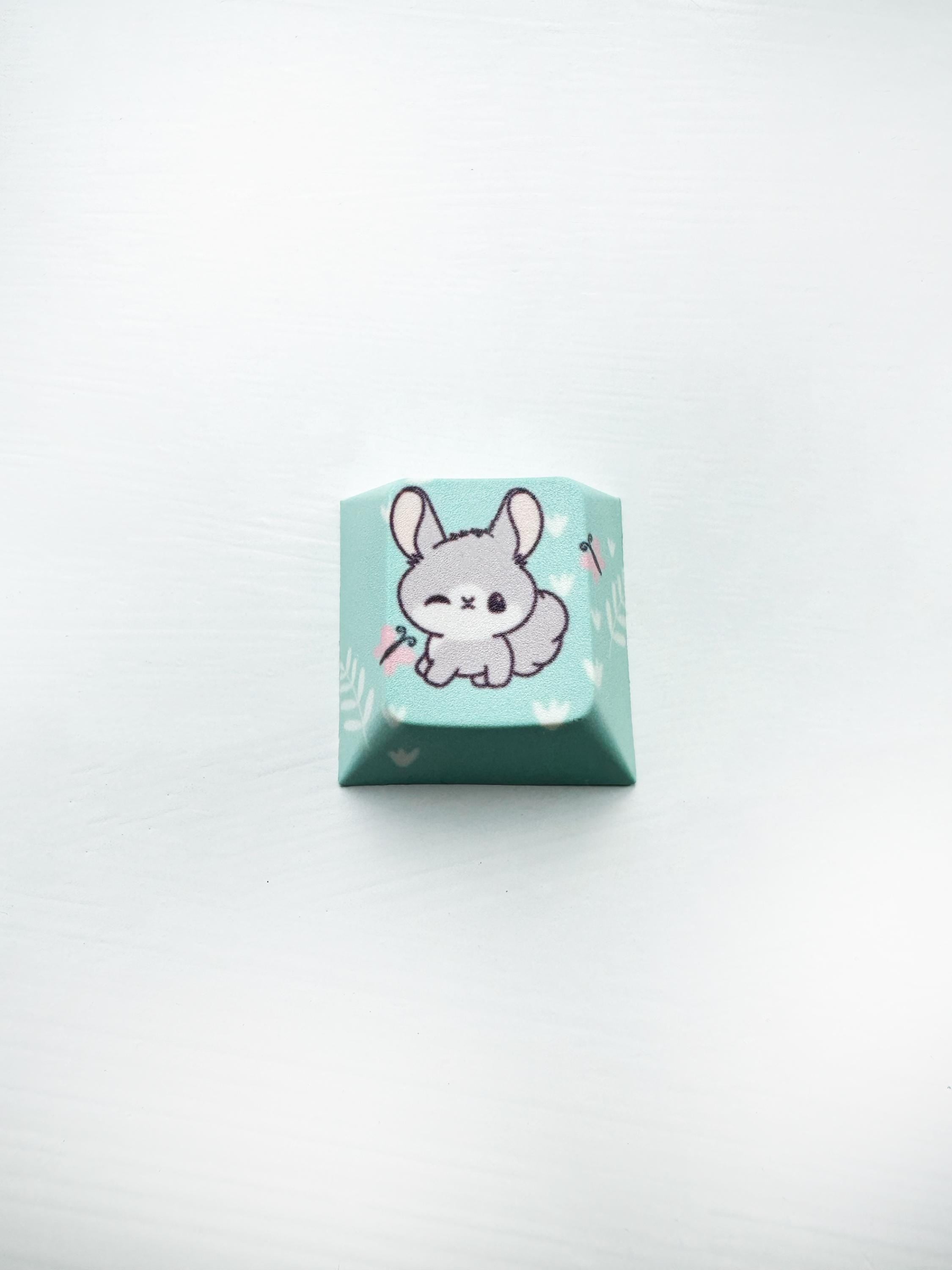 Cute Keycap Set Bunny Cherry Profile Gifts for girl gamers – WASD & Arrow Key Options | Cute Artisan Keycaps for Mechanical Keyboards