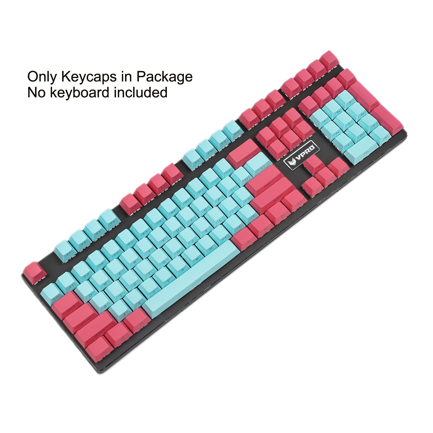 blue and pink south facing keycaps on a black mechanical keyboard