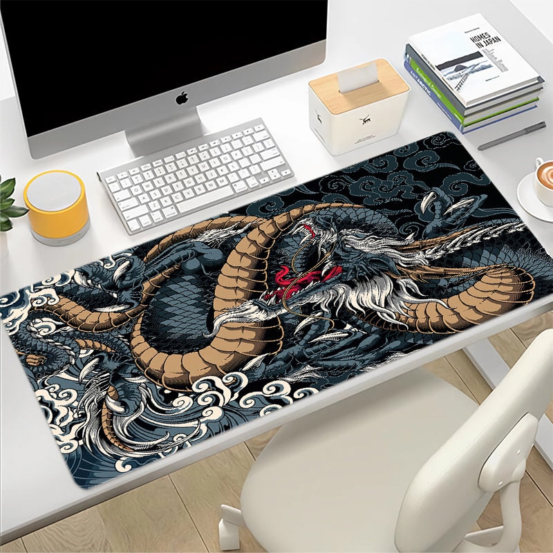 blue and gold dragon style mousepad