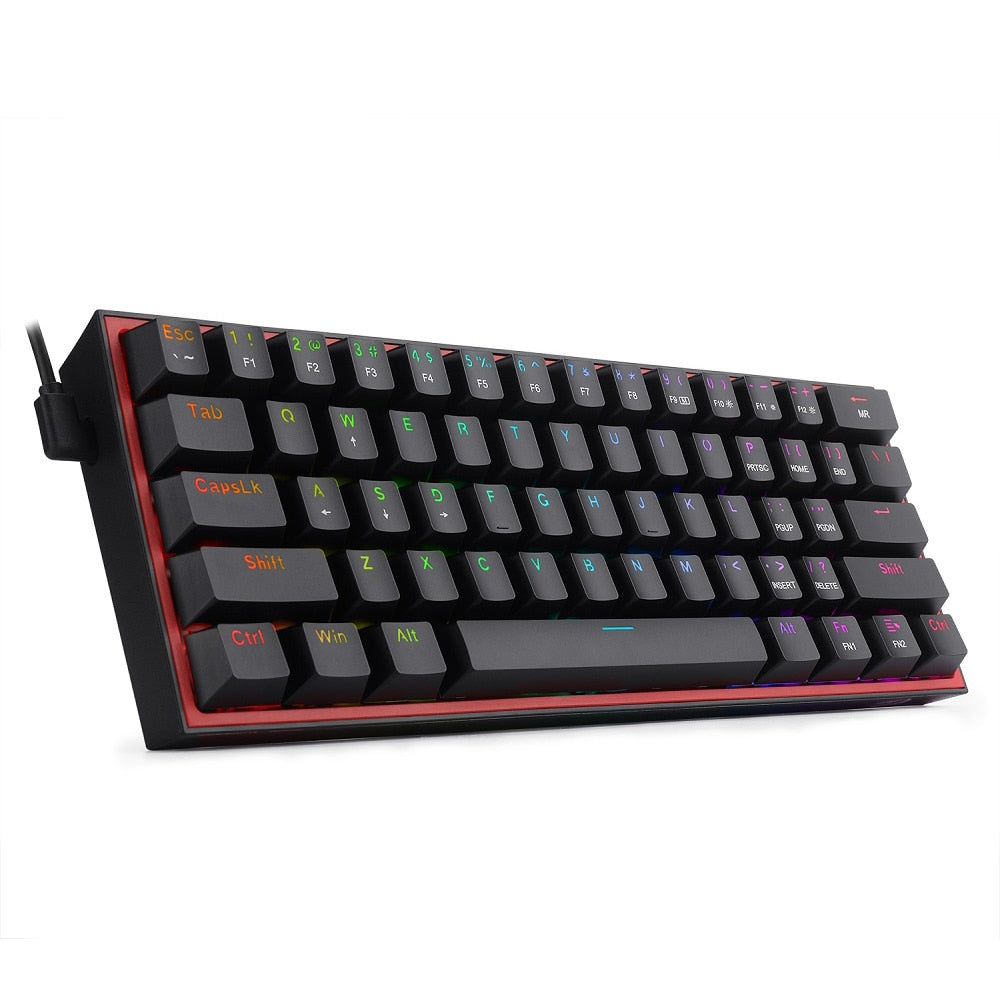 black K617 RGB Mini Mechanical Keyboard - Compact and Portable Gaming Keyboard with Customizable RGB Backlighting and Hot-Swappable Red Switches.