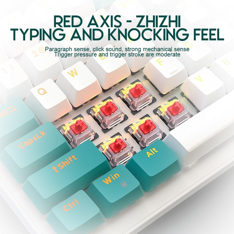 red mechanical keyboard switches inside white and teal mechanical keyboard