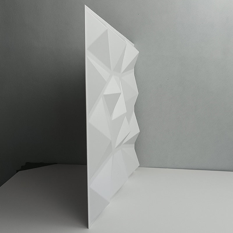 Matte white 3d pattern wall panel from the side
