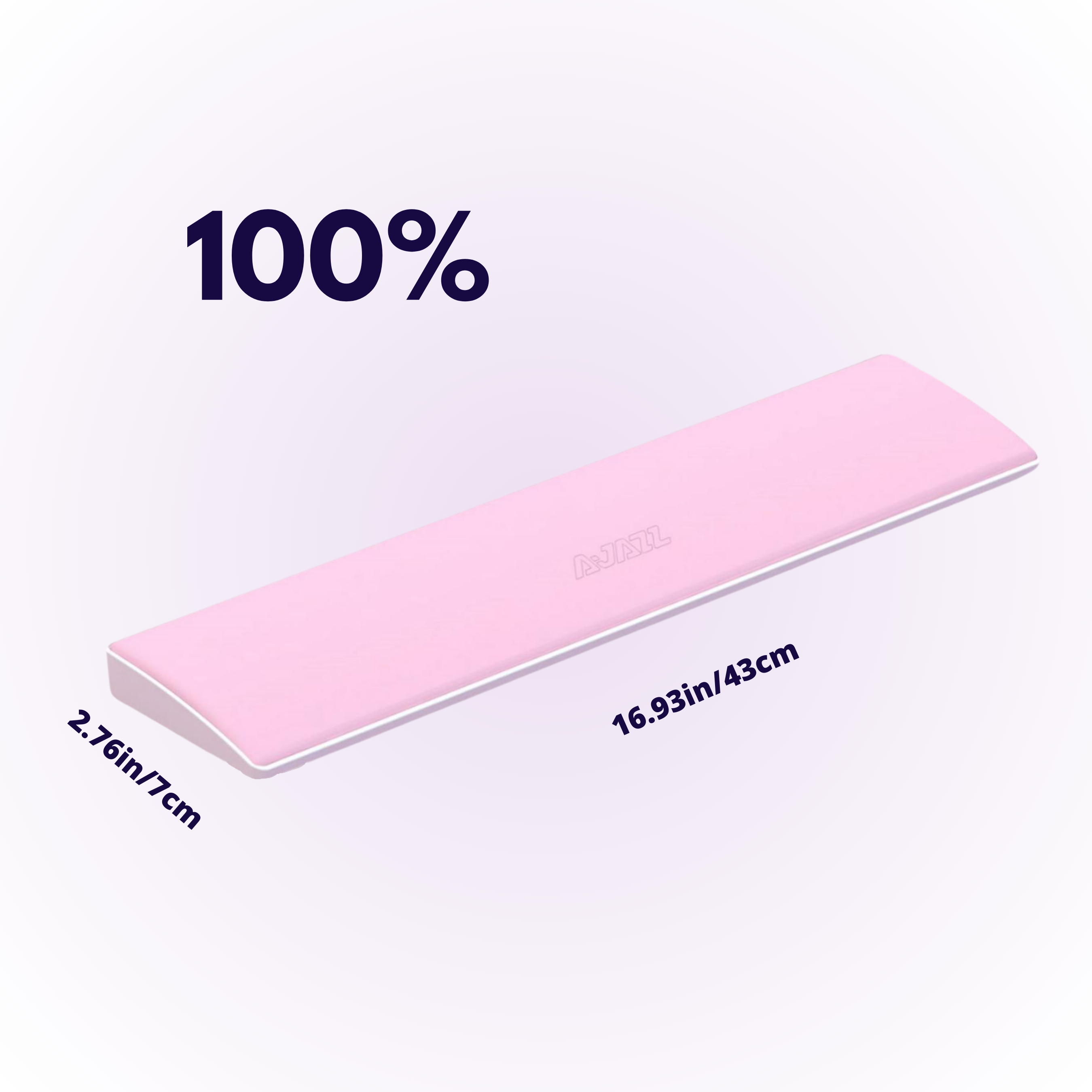 100% mechanical keyboard pink wrist rest with a white base view from an angle