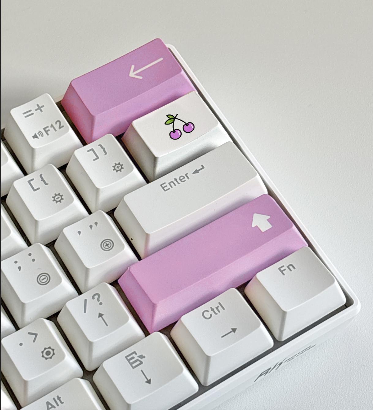 cherry keycaps on custom keycap set white mechanical keyboard with pink keycaps