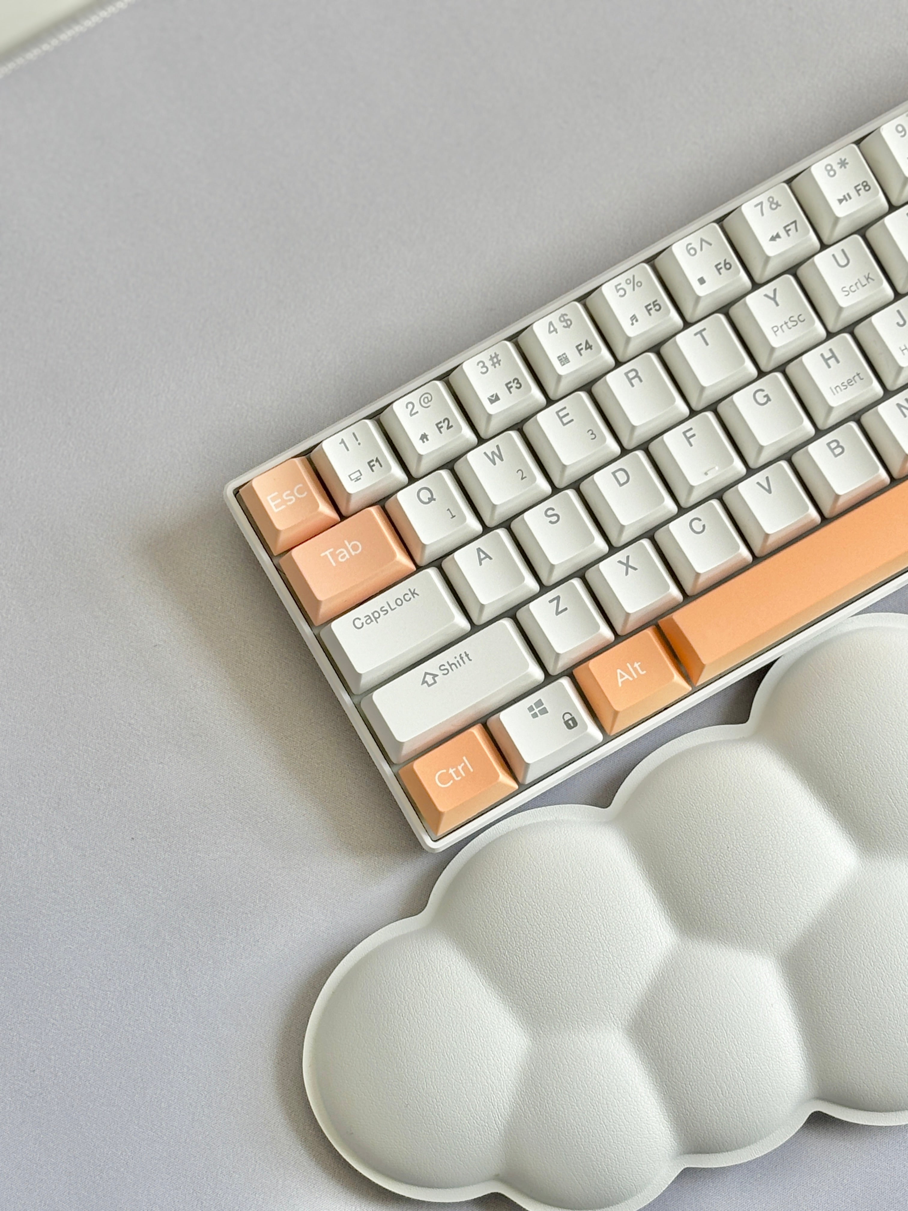 orange keycap accent set with cloud wrist rest
