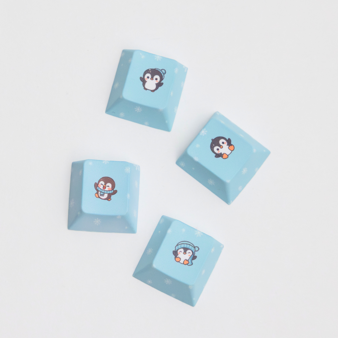 cute kawaii keycaps blue penguin theme 