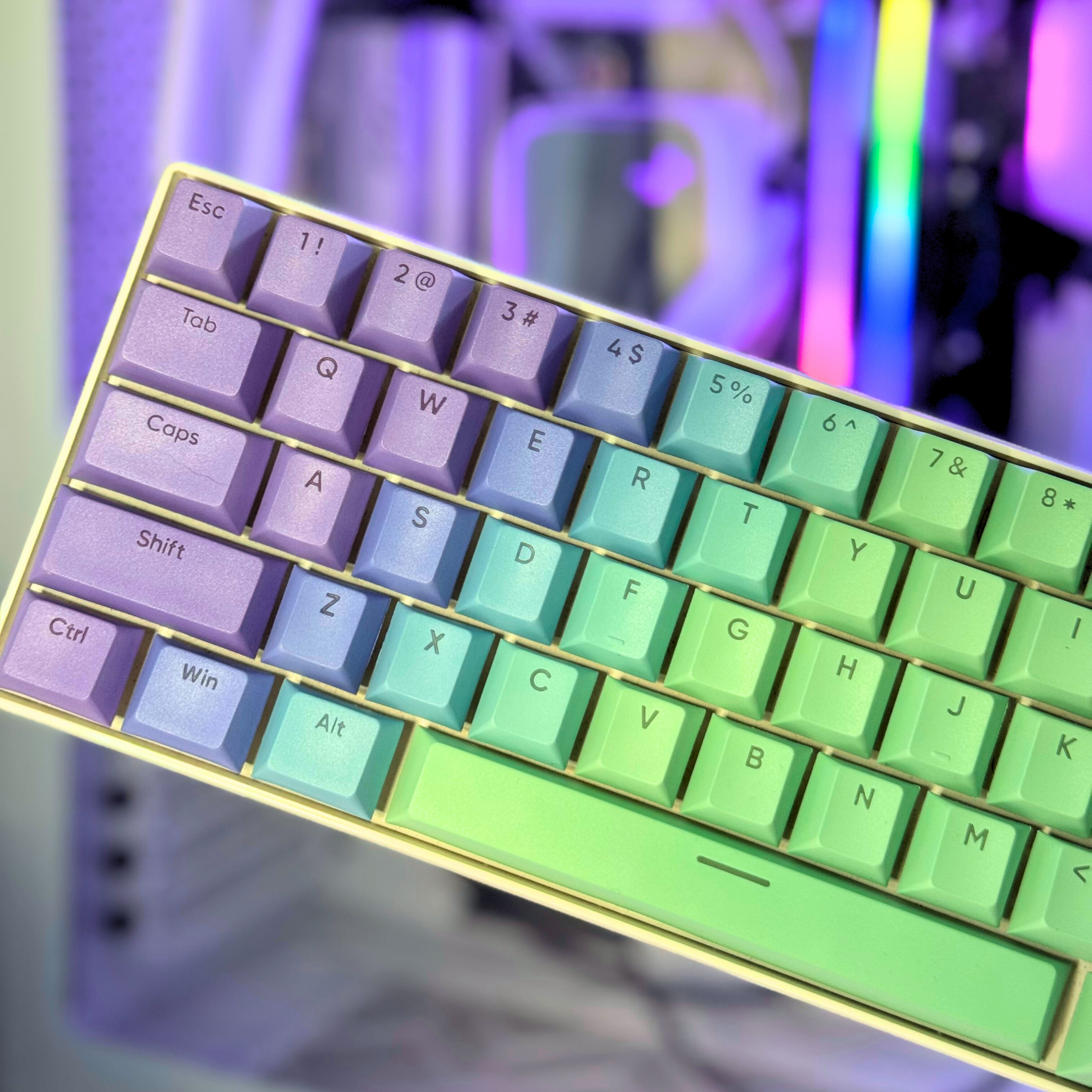 Keycap set gradient green keycaps blue and purple keycaps pc setup gaming