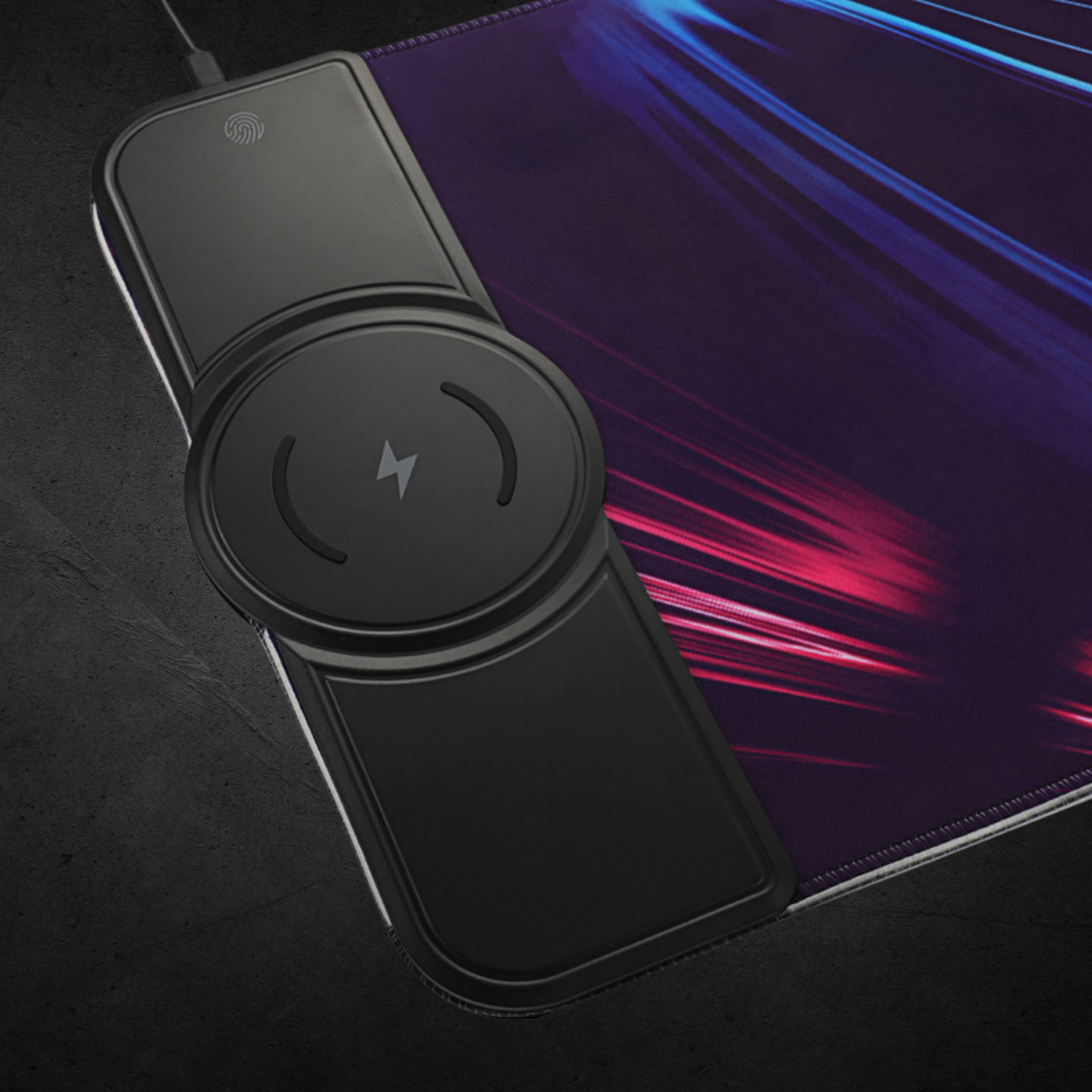 multicolored Wireless Charging Mousepad with RGB lighting